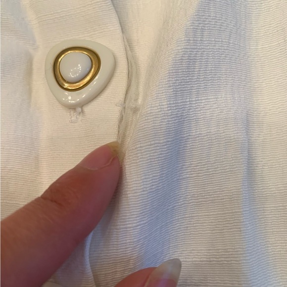 Vintage woman’s long white button  up dress with gold accent buttons sleeveless - Picture 12 of 13